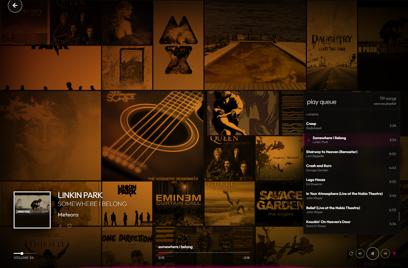 Zunify Now Playing with an animated album art mosaic